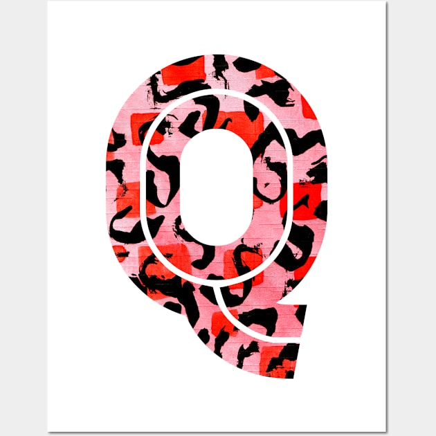 Letter Q Watercolour Leopard Print Alphabet Red Wall Art by Squeeb Creative